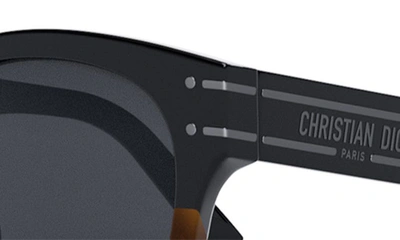 Shop Dior Signature B6f 55mm Round Sunglasses In Shiny Black / Smoke
