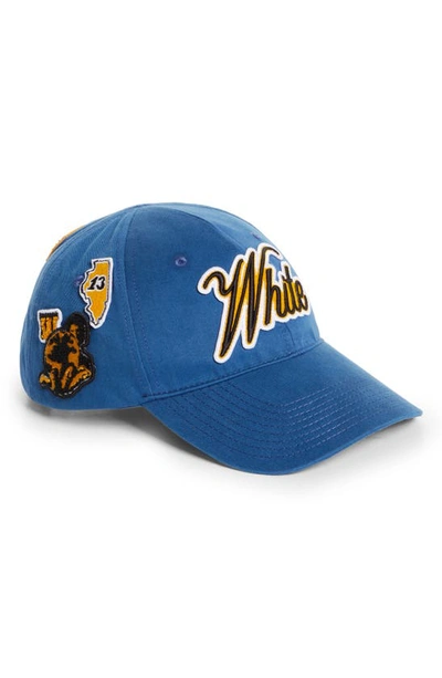 Shop Off-white World Varsity Patch Baseball Cap In Blue Yellow