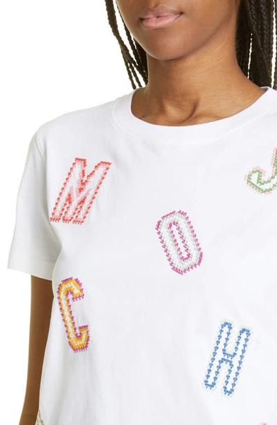 Shop Moschino Crochet Logo T-shirt In Fantasy Print White