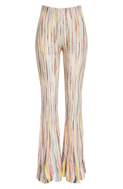 Shop Missoni Space Dye Stripe Knit Flare Leg Pants In Pink/ White Multicolor