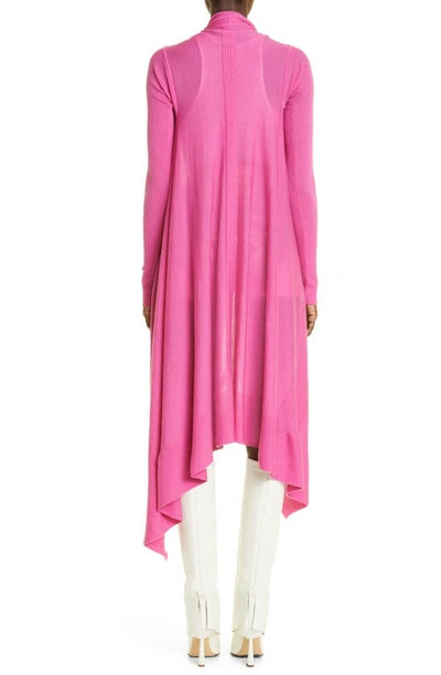 Shop Rick Owens Longline Wool Wrap Cardigan In Hot Pink