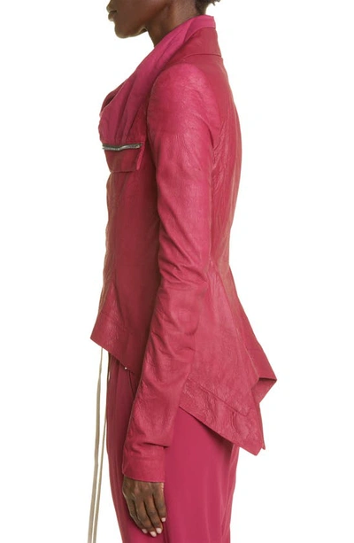 Shop Rick Owens Asymmetric Leather & Wool Biker Jacket In Fuchsia