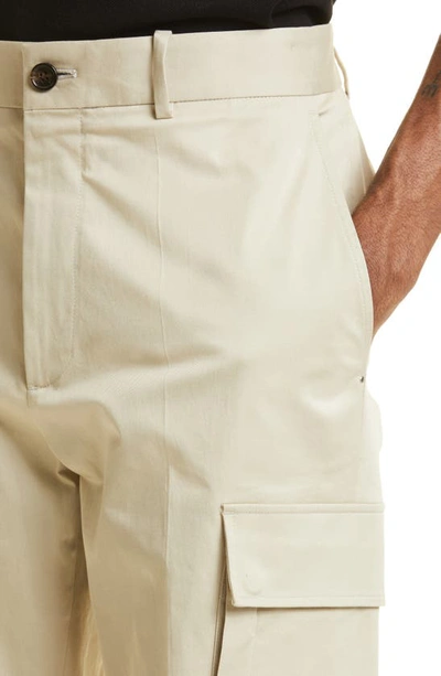 Shop Moncler Cotton Stretch Gabardine Trousers In Light Beige
