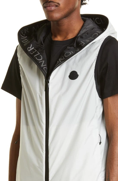 Shop Moncler Pakito Water Repellent Nylon Hooded Vest In Ice
