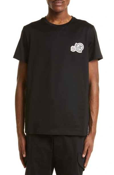 Shop Moncler Double Logo Patch T-shirt In Black