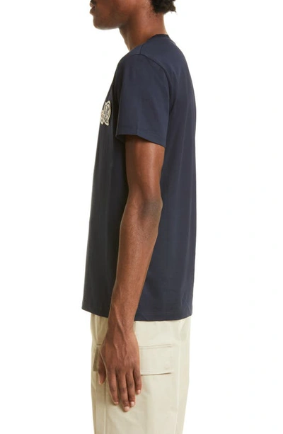 Moncler Double Logo Patch T-shirt In Navy