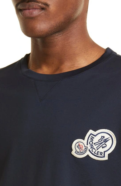 Moncler Double Logo Patch T-shirt In Navy
