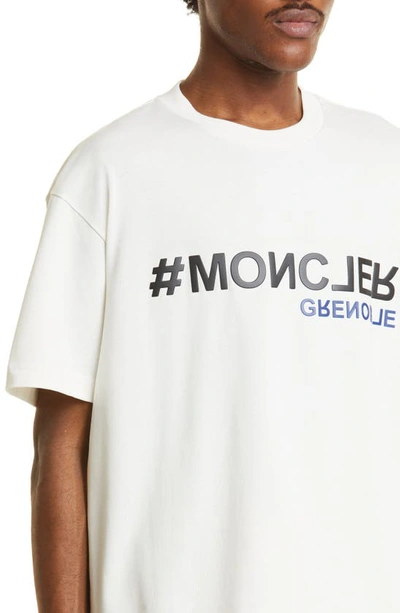 Shop Moncler Embossed Logo Graphic Tee In White