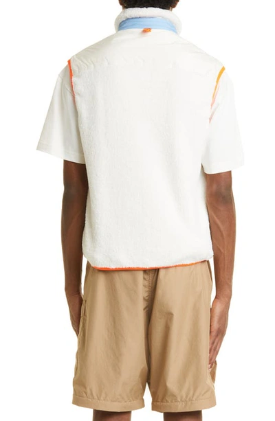 Shop Moncler Mixed Media Nylon & Fleece Vest In White