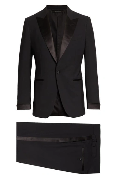 Tom Ford Mens Black Atticus-fit Stretch-wool Tuxedo Suit In Black