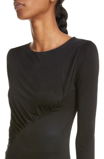 Shop Saint Laurent Ruched Long Sleeve Maxi Dress In Noir