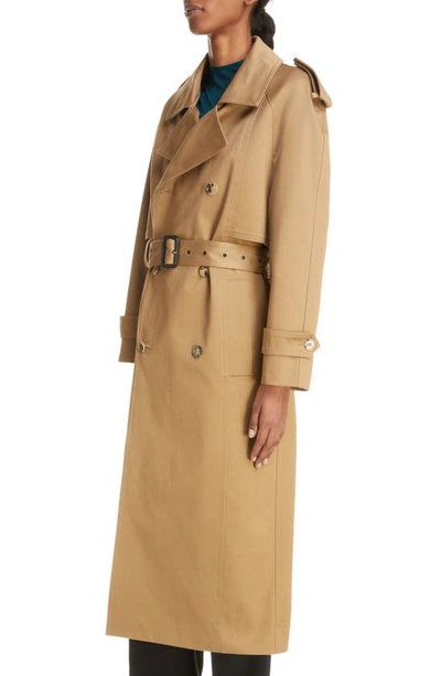 Shop Saint Laurent Classic Cotton Gabardine Trench Coat In Beige