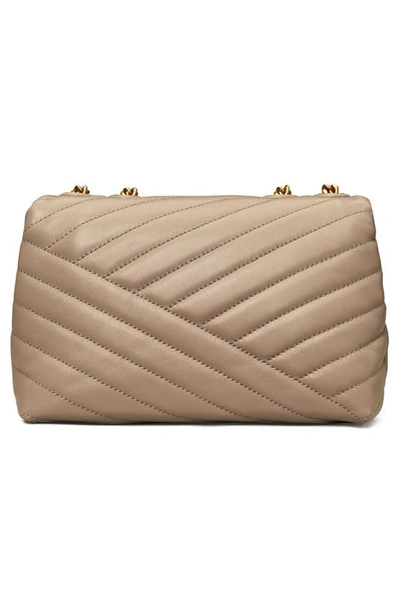 Shop Tory Burch Small Kira Chevron Leather Shoulder Bag In Gray Heron