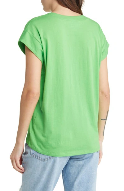 Shop Frame Le Mid Rise V-neck Tee In Bright Peridot