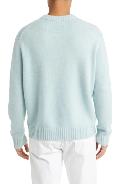 Shop Frame Cashmere Crewneck Sweater In Mint Blue