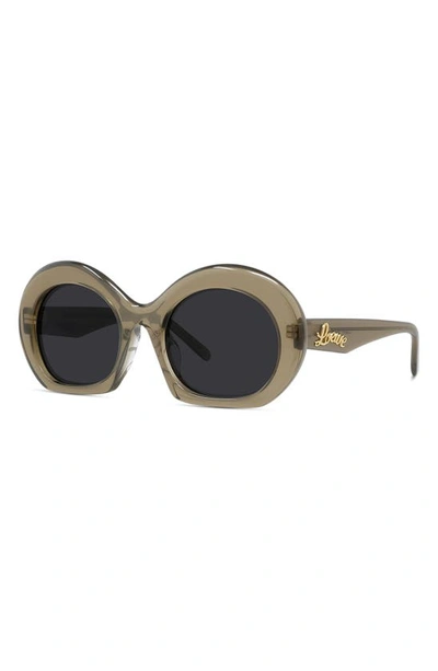 Shop Loewe Curvy 55mm Gradient Round Sunglasses In Shiny Dark Green / Smoke