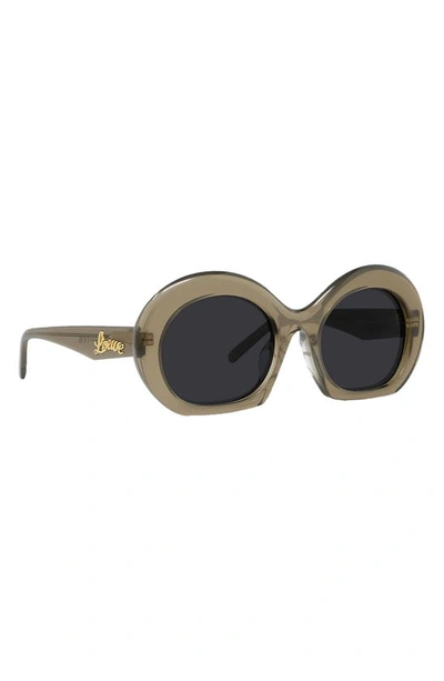 Shop Loewe Curvy 55mm Gradient Round Sunglasses In Shiny Dark Green / Smoke