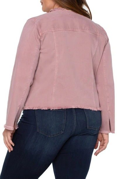 Liverpool Classic Frayed Hem Denim Jacket In Aster Mauve