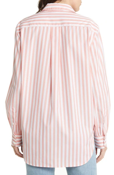 Shop Rag & Bone Maxine Stripe Cotton Button-up Shirt In Coral Stripe