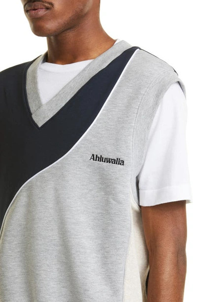 Shop Ahluwalia Mae Patchwork Vest In Grey/ Navy