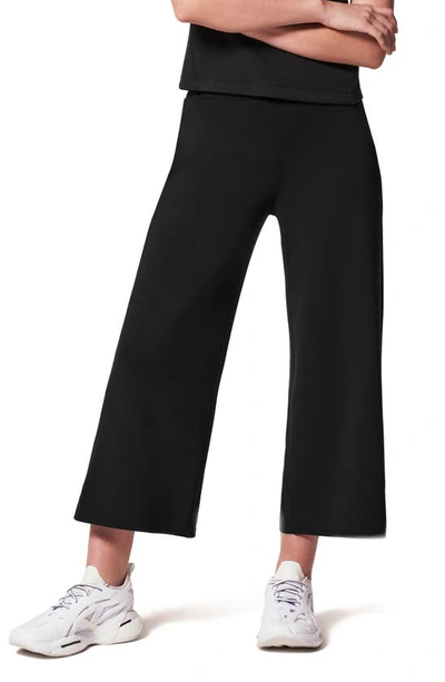 Shop Spanx Air Essentials Wide Leg Crop Pants In Very Black