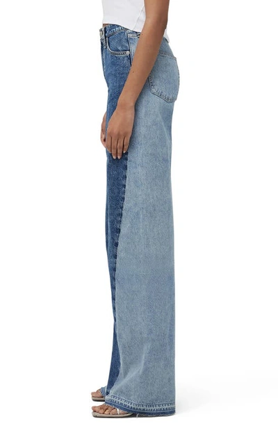 Shop Rag & Bone Sofie Two-tone High Waist Wide Leg Jeans In Double Ind