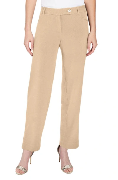 Jones New York Solid Stretch Pull-on Straight Leg Pant In Praline