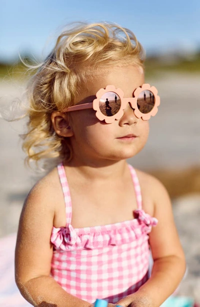 Babiators Peachy Keen 43mm Mirrored Polarized Flower Shaped Sunglasses In Peachy Keen