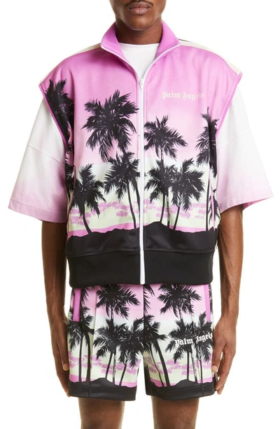 Shop Palm Angels Pink Sunset Track Vest In Purple Black