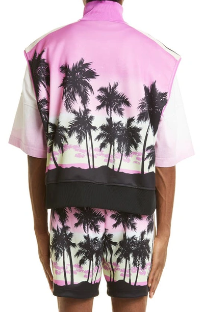 Palm Angels Sunset-print Striped Track Gilet In Purple Black