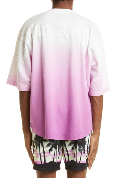Shop Palm Angels Dip Dye Cotton T-shirt In Purple White