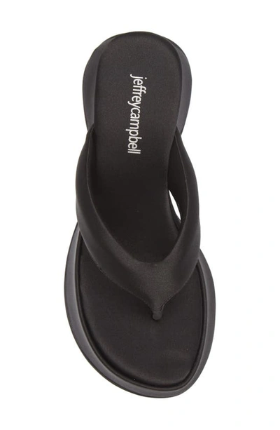 Shop Jeffrey Campbell Drippi Platform Flip Flop In Black Satin