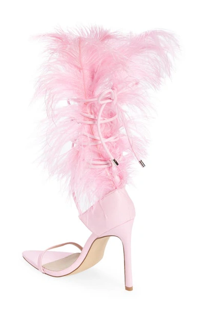 Shop Azalea Wang Cleasby Ostrich Feather Pointed Toe Sandal In Pink