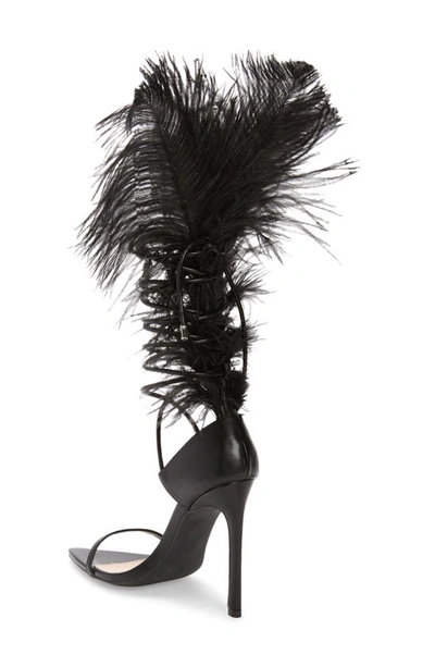 Shop Azalea Wang Cleasby Ostrich Feather Pointed Toe Sandal In Black