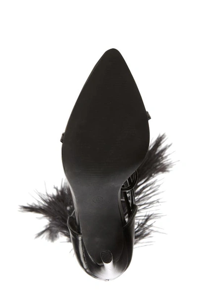 Shop Azalea Wang Cleasby Ostrich Feather Pointed Toe Sandal In Black