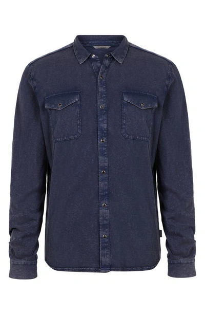 John Varvatos Arvon Long-sleeve Western Chambray Shirt In Pacific Blue