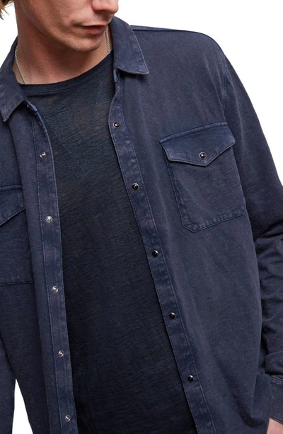 John Varvatos Arvon Long-sleeve Western Chambray Shirt In Pacific Blue