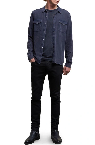 Shop John Varvatos Arvon Cotton Snap-up Western Shirt In Pacific Blue