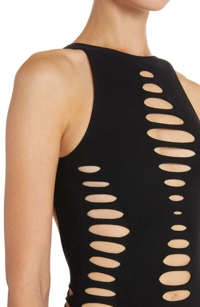 Shop Versace Slash Cutout One-piece Swimsuit In Black