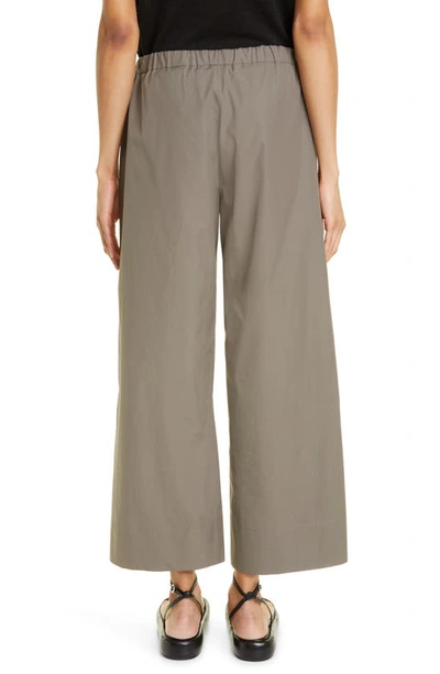 Shop Max Mara Argento Crop Drawstring Wide Leg Cotton Trousers In Medium Grey