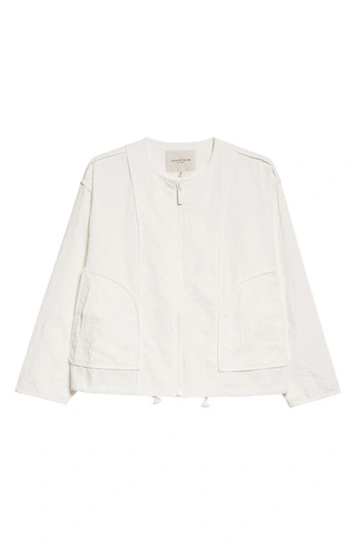 Lafayette 148 Crinkled Organic Linen Oversized Bomber In White