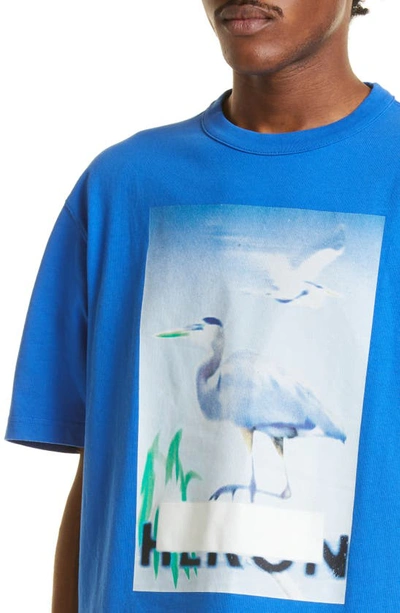 Shop Heron Preston Censored Heron Graphic Tee In Blue Light Blue
