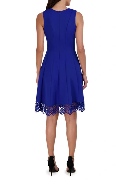 Shop Donna Ricco V-neck Fit & Flare Dress In Cobalt Blue