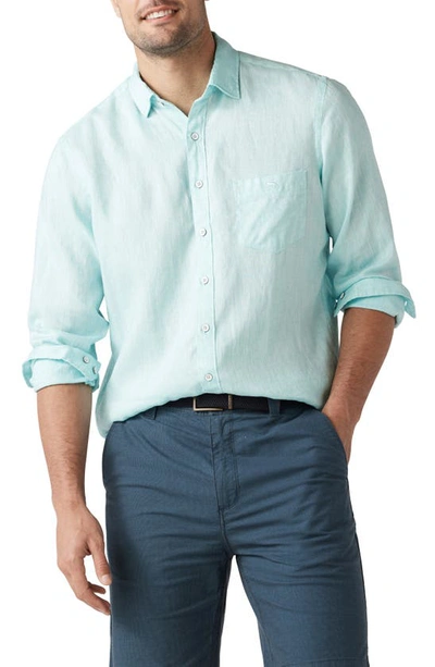 Shop Rodd & Gunn Motion Linen Button-up Shirt In Seafoam