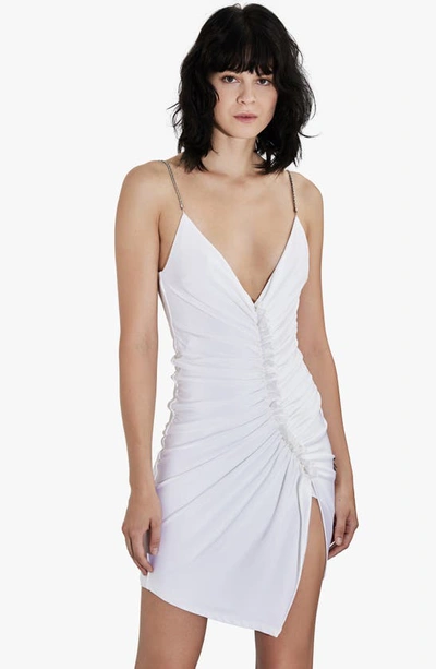 Shop Et Ochs Plunge Neck Metal Strap Asymmetric Dress In Optic White