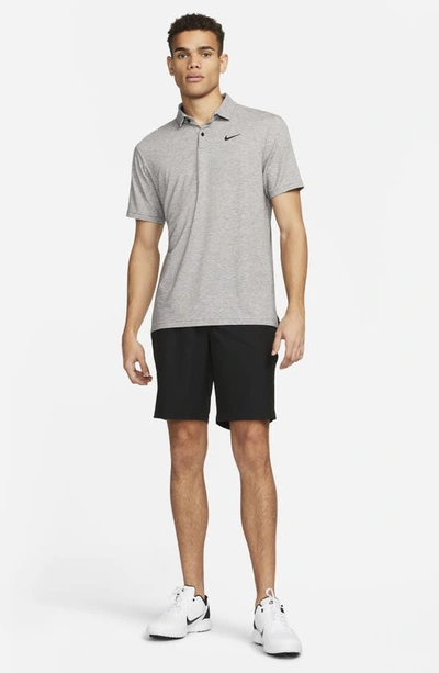 Shop Nike Dri-fit Heathered Golf Polo In Black/ Grey