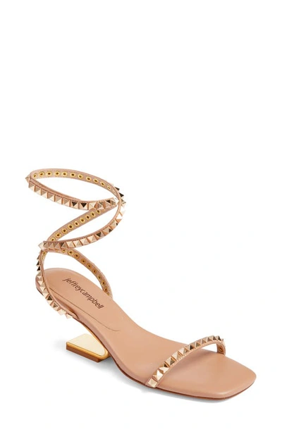 Shop Jeffrey Campbell Luxor Ankle Strap Sandal In Beige Gold