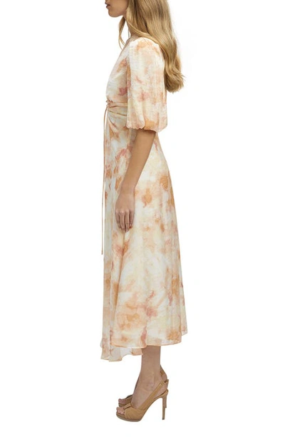 Shop Bardot Farlow Puff Sleeve Chiffon Midi Dress In Sunshine