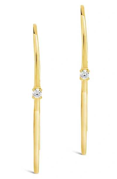 Sterling Forever 14k Gold Plated Sterling Silver Cz Stud Threader Earrings In Gold