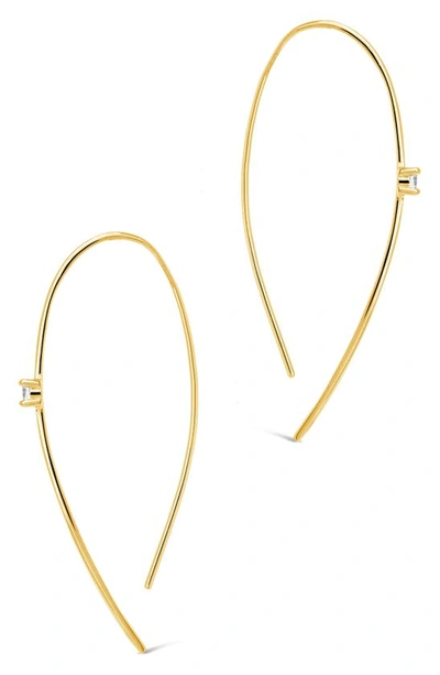 Sterling Forever 14k Gold Plated Sterling Silver Cz Stud Threader Earrings In Gold